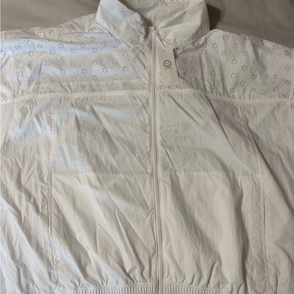 Hollister Gilly Hicks White Eyelet Zip-Up Bomber Jacket